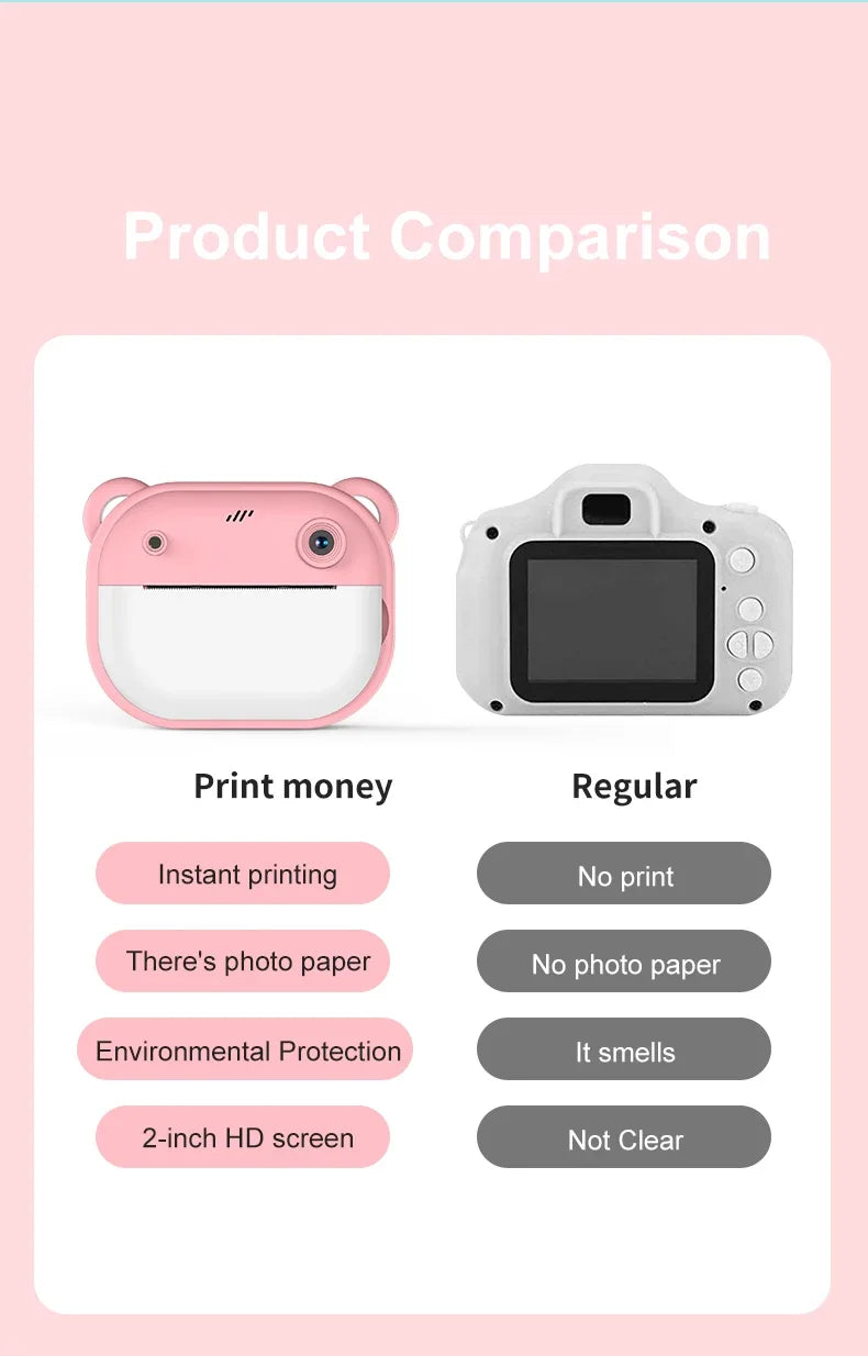 Children Digital Camera Instant Print Toys Thermal Print Camera Instant Photo Printing Camera With Video Function Kids Gifts