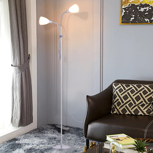 KOMORE Modern 2 Head Standing Floor Lamp Adjustable Lamp Heads 180cm Bronze&Grey for Living Room, Office, Bedroom, Hallway