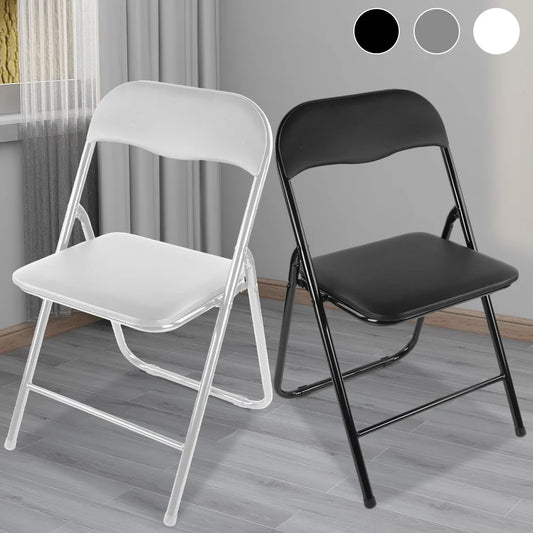 1pc Folding chair Dining Room Chair Office Household Backrest Chairs PU Leather backrest chair Portable Outdoor Chair Camping