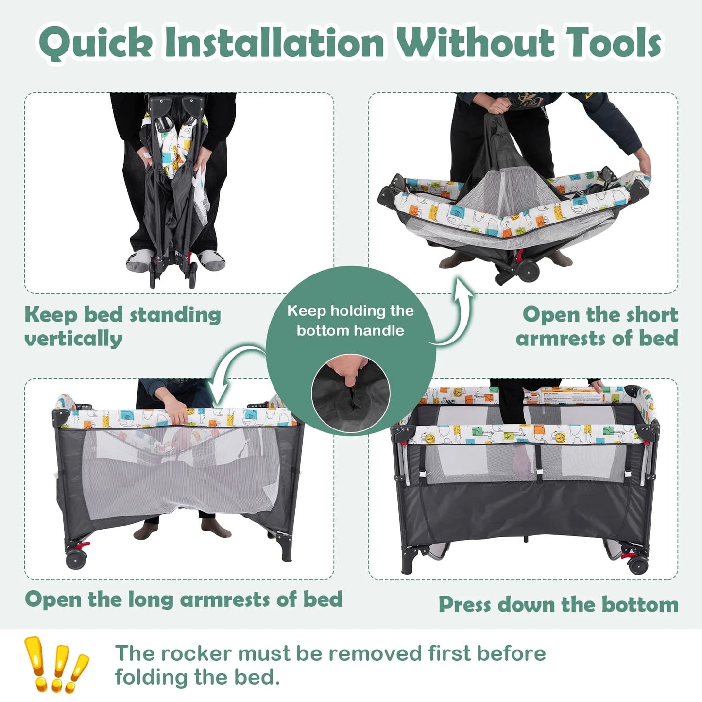 DORTALA 5-in-1 Baby Bassinet Bedside Sleeper Portable Pack and Play-Grey
