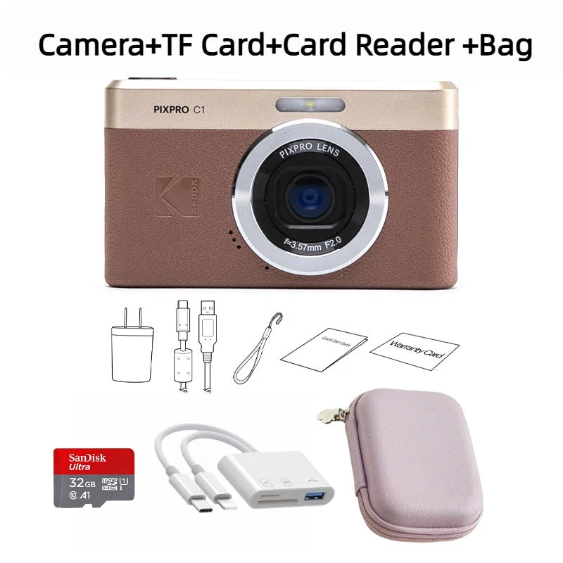 NEW KODAK PIXPRO C1 Digital Camera All-in-one 13MP Sensor, 26mm Fixed Focus Lens, and 180° Tilting LCD(Not Kodak PIXPRO FZ55)