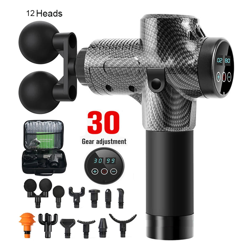 Professional Massage Gun With Hot And Cold Compress Head Electric Percussion Fascia Gun Muscle Relax Slimming Shaping Fitness