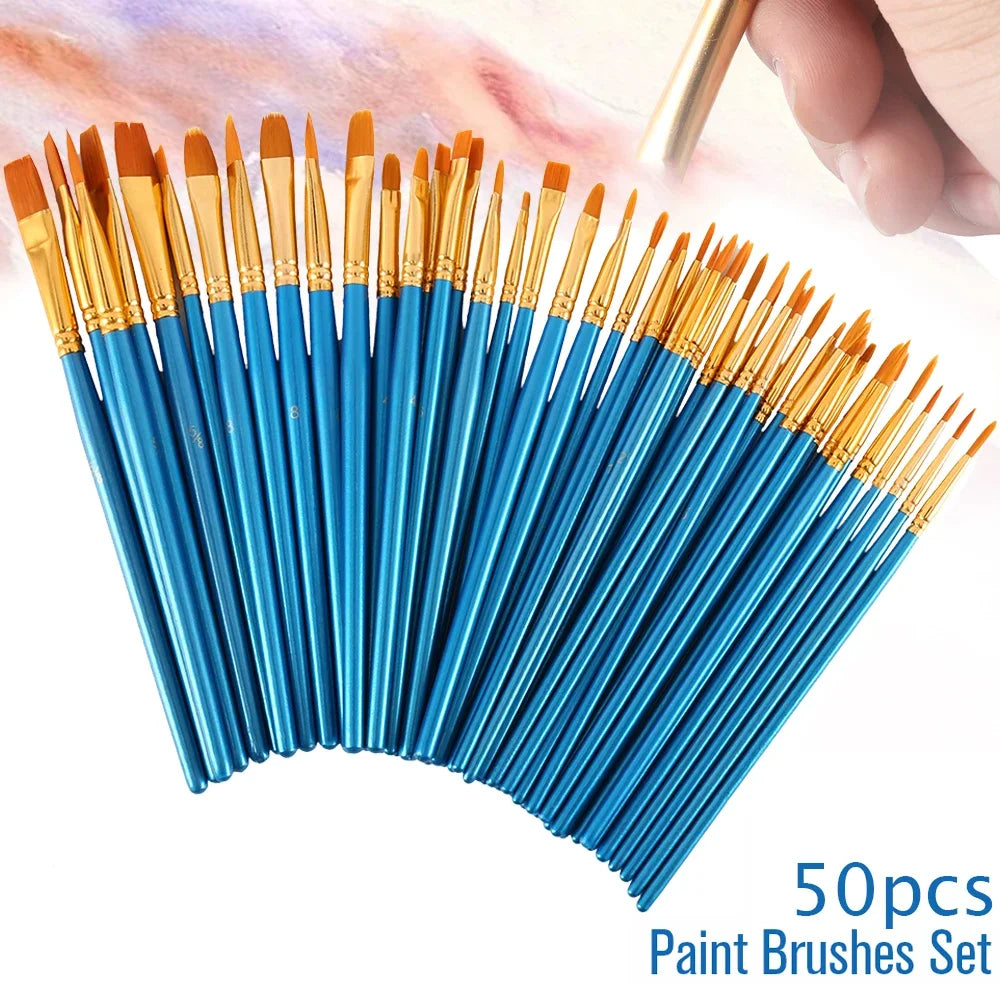 Artist Paint Brush Set High Quality Nylon Hair Watercolor Acrylic Oil Brush Painting Art Supplies Stationery