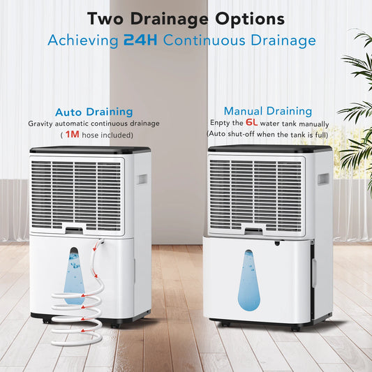 Dehumidifier For Home, 30L/Day Energy-Efficient Smart Dehumidifiers With 6L Tank, Digital Humidity Display, Perfect For Room