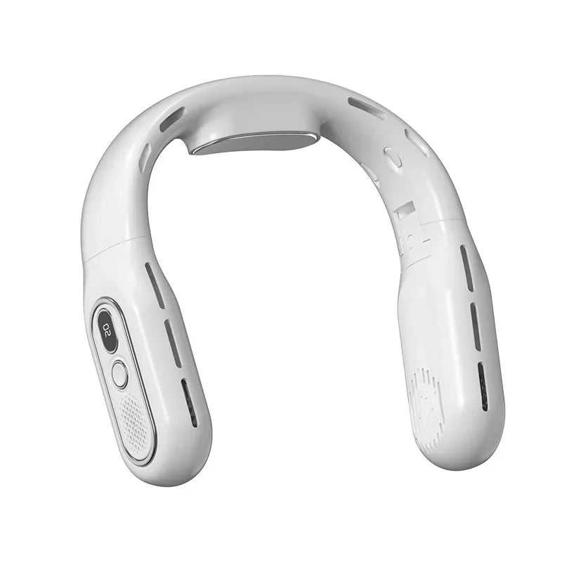 Neck - Hanging Fan with High Wind Power and Long Battery Life, Dual Display, Condensing Plate & Foldable Design for Quick Coolin