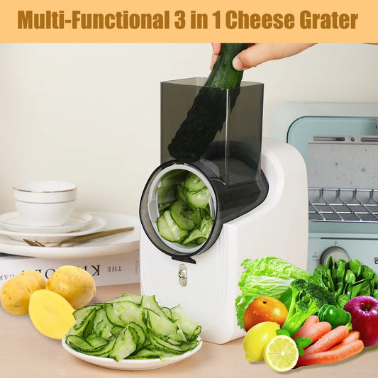 Electric Cheese Grater Electric Slicer Shredder Electric Vegetable Slicer Salad Maker Fruit Cutter Food Processor Spiralizer