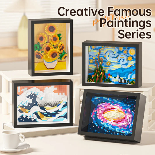 Creative World-famous Art Painting sunflower Van Gogh The Starry Night Galaxy Kanagawa Building Block,Christmas Birthday Gifts