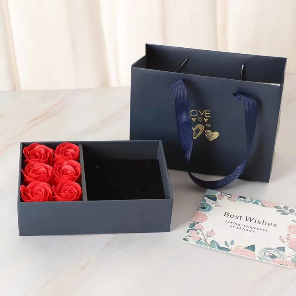 Valentinstags-Geschenkbox mit ewigen Rosen, Fensteröffnung, sechs Rosen, Schmuckgeschenkverpackung, Geburtstagsgeschenk, Ringbox mit ewigen Blumen