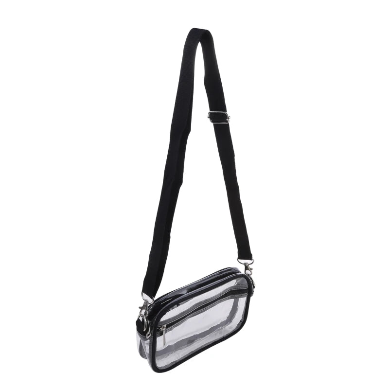 Women Clear Shoulder Bag Solid Color Transparent Purse Female Simple Crossbody Bags With Front Pocket Casual Handbag For Ladies