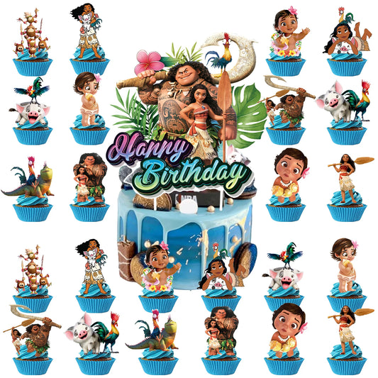 Moana Cake Topper、Cupcake Toppers ,Moana Birthday Decoration Theme Party Supplies Moana Birthday Cake Decorations