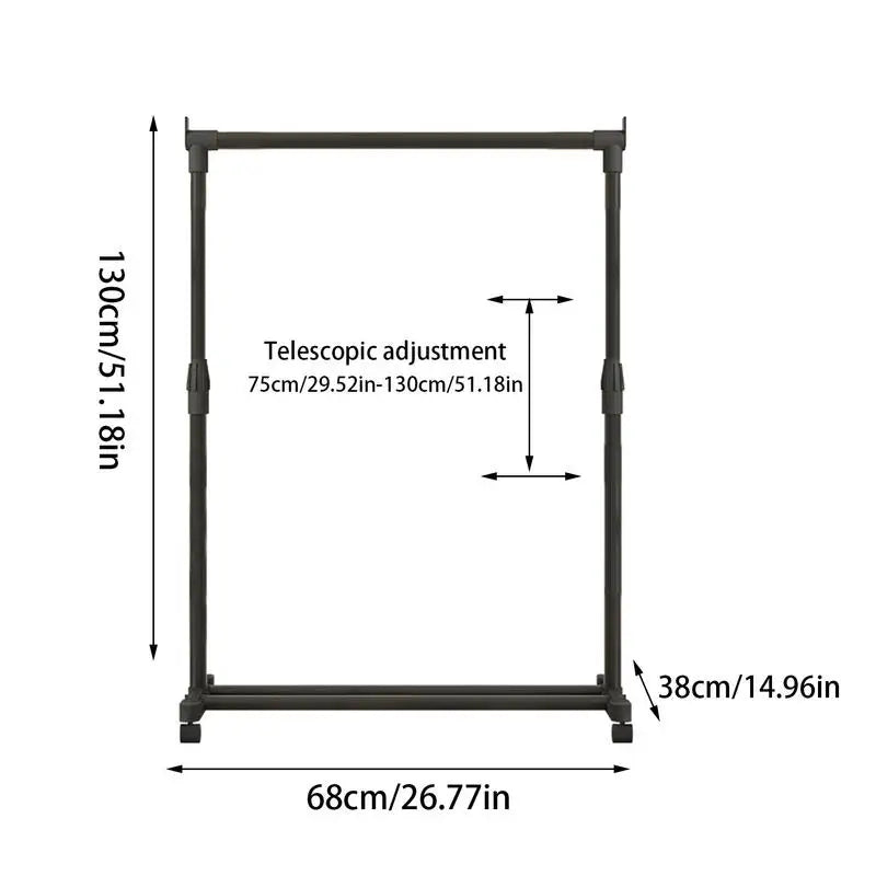 New Telescopic Clothes Rack Heavy-Duty Double Pole Lifting Clothes Hanger Telescopic Mobile Hanging Clothes Rack For home