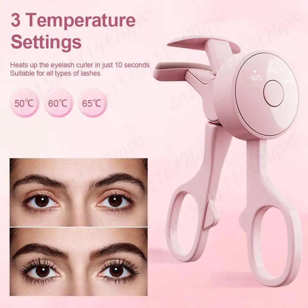 Heated Eyelash Curler Electric Eyelash Curler Long Lasting Eyelash Curling Tool 3 Temp Settings Heated Lash Curler for Makeup
