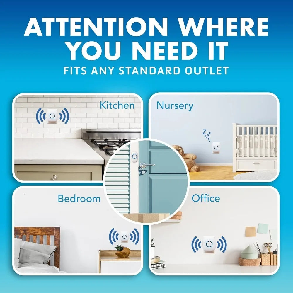 Wireless Doorbells for Home, Apartments, Businesses, Classrooms, etc. - 1 Door Bell Ringer & 2 Plug-In Chime Receiver