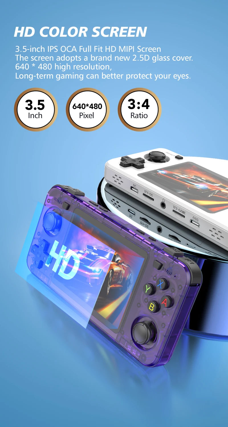BOYHOM New R36H Retro Handheld Console Open-Source Linux System Classic Game Consoles 3.5 inch IPS Screen Portable Video Player