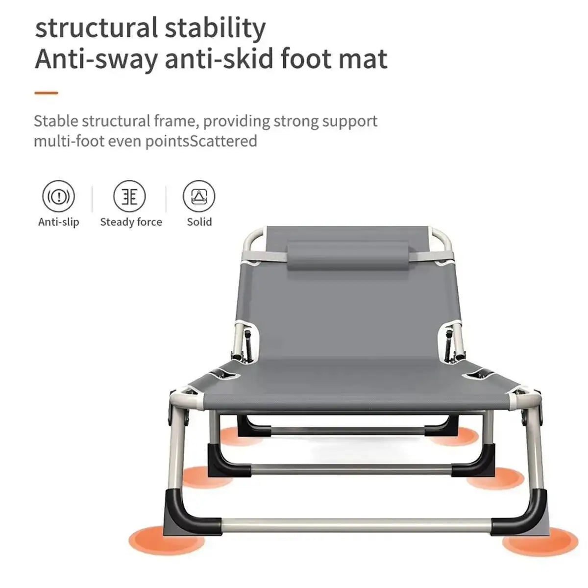 Foldable Sun Lounger Recliner Adjustable Back Rest Garden Indoor Folding Beds~