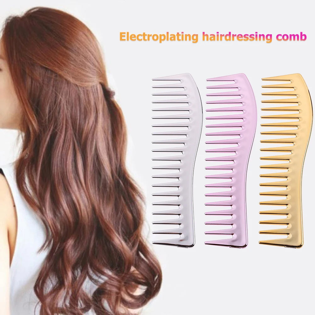 Haircut Tool Resin Electroplating Hairdressing Comb Large Wide Tooth Comb Fine Styling Cutting Comb for Beauty Salons Home Use