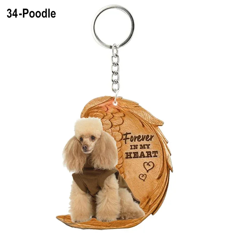 1 Piece 23 Style Dog Forever In My Heart Angel Pendant Bag Key Chains Car Keychain Keyring Pet Jewelry Gift For Women Girls