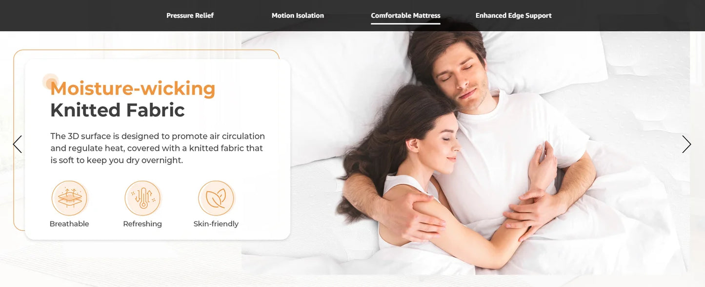 10.2 Inch Hybrid Mattress with Breathable Foam and Individually Pocket Spring - Edge Support & Motion Isolation, Medium Firm