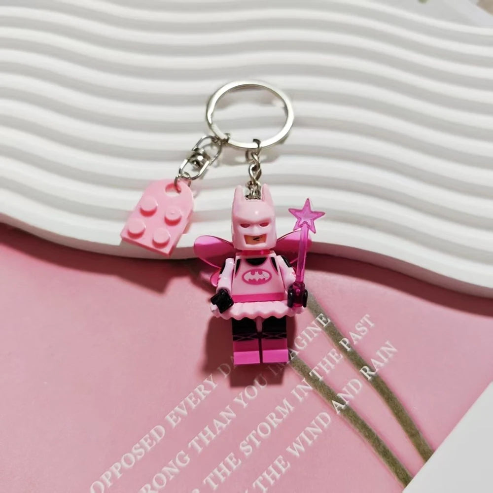 Beautiful Handmade 3D Fairy Star Pink Black Bat Magnetic Keychain Y2k Bow Key Ring Backpack Pendant Couple Keychain Gifts