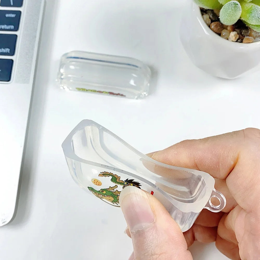 Dragon Ball Z Son Goku Anime Transparent Earphone Case for Airpods 4 1 2 3 Pro 2 Protective Shell with Pendant Headphone Cover