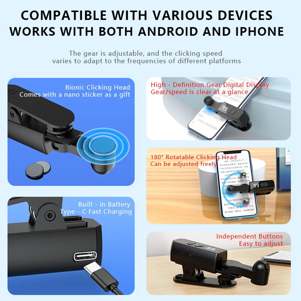 Mobile Phone Screen Auto Clicker Smartphone Automatic Clickers Phones Touchscreen Continuous Tapper For Live Streaming Broadcast