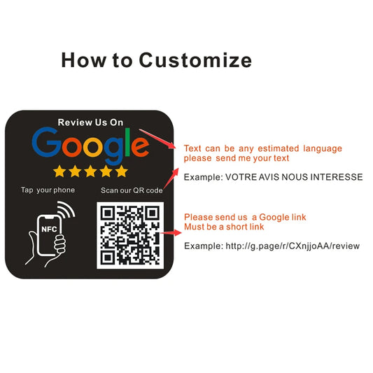 Customized Printing Google Review Sign NFC Scan code Acrylic Social Media Signs Google Review Plates with Stand