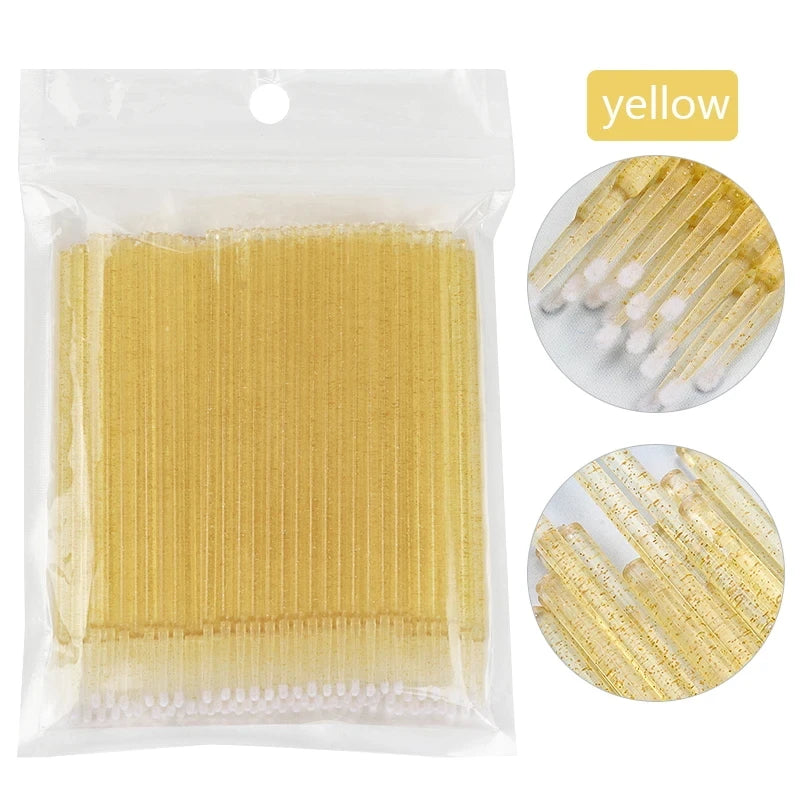 100Pcs Eyelash Cleaning Brush Lash Extension Micro Cotton Swab Individual Eyelashes Microbrush Beauty Makeup Clean Remover Tools