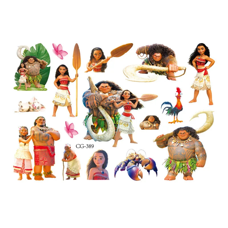 Moana 2 Disney Tattoo Stickers Children's Toys Cartoon Anime Kawaii Sticker Kids Birthday Party Decoration Boys Girls Cute Gifts