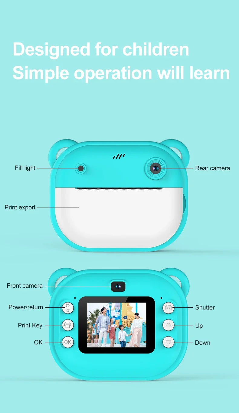 Children Digital Camera Instant Print Toys Thermal Print Camera Instant Photo Printing Camera With Video Function Kids Gifts