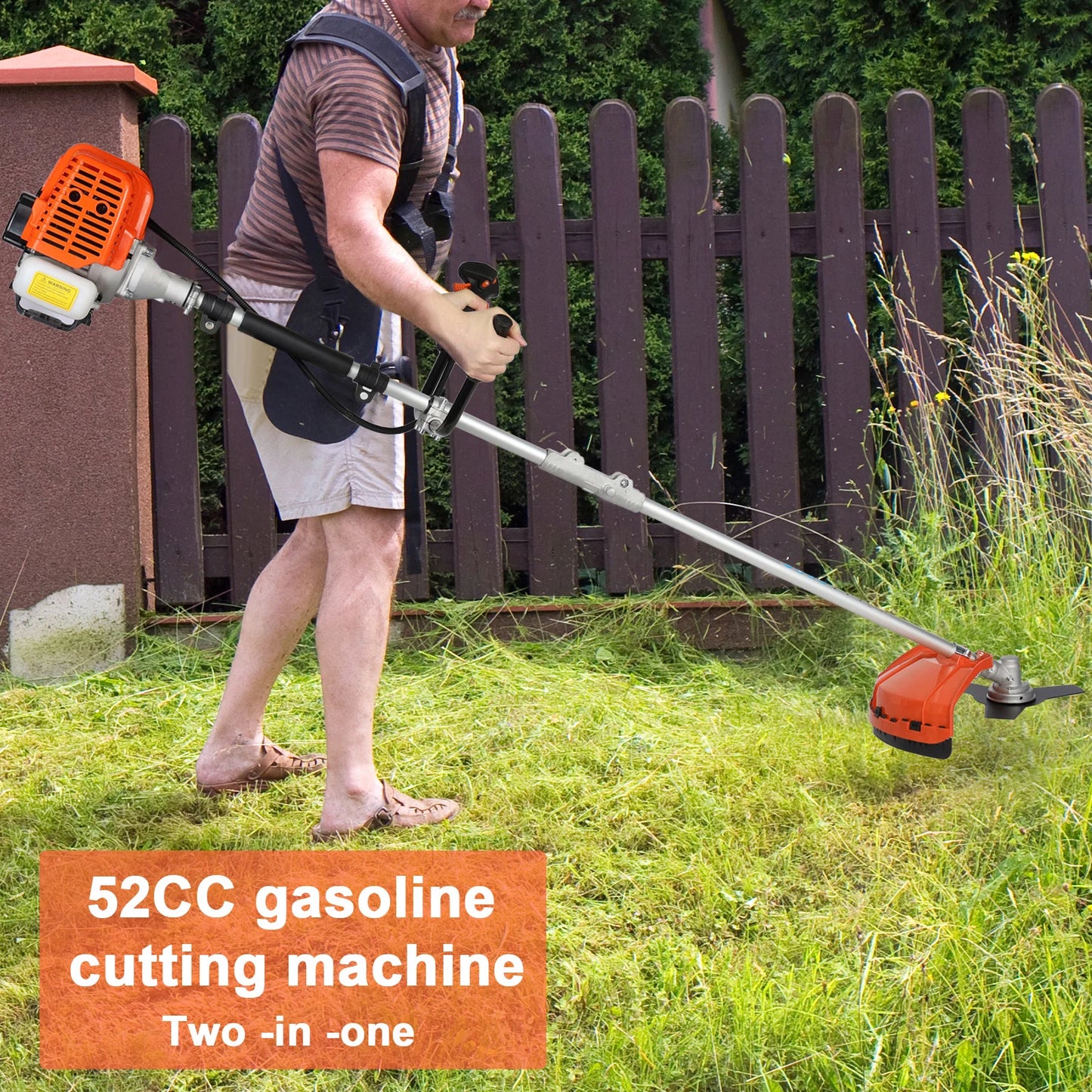 Weed Eater/ 52cc Weed Wacker Gas Powered 2-Cycle Gas String Trimmer/Edger 2 In 1 Brush Cutter Cutting Path Handheld Weed Eater 