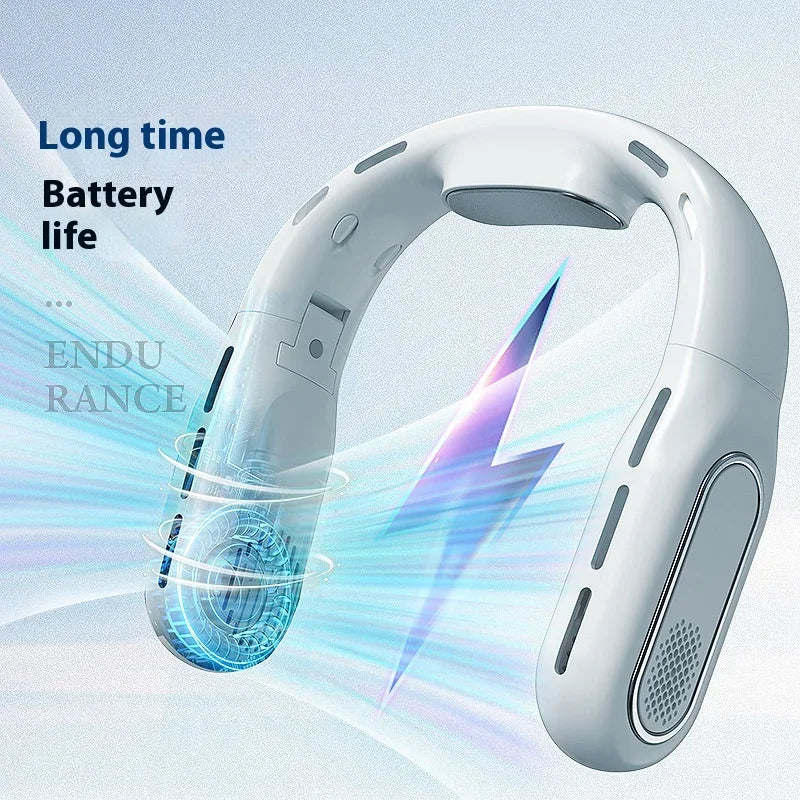 Neck - Hanging Fan with High Wind Power and Long Battery Life, Dual Display, Condensing Plate & Foldable Design for Quick Coolin
