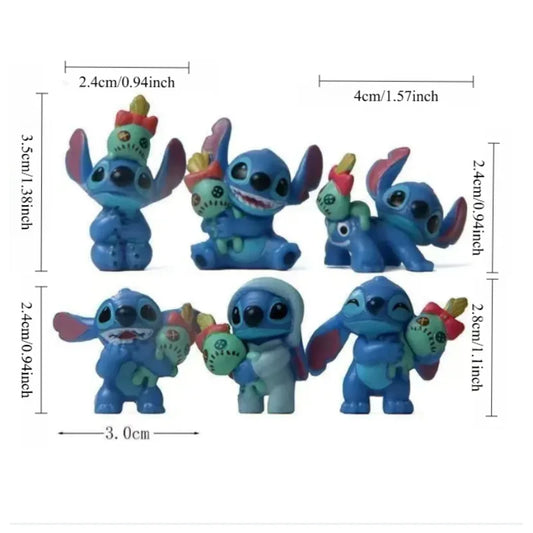 Disney 6-piece Lilo and Stitch cartoon character model series anime tabletop decorations Christmas gift