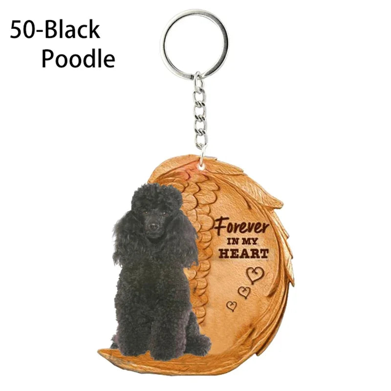 1 Piece 23 Style Dog Forever In My Heart Angel Pendant Bag Key Chains Car Keychain Keyring Pet Jewelry Gift For Women Girls