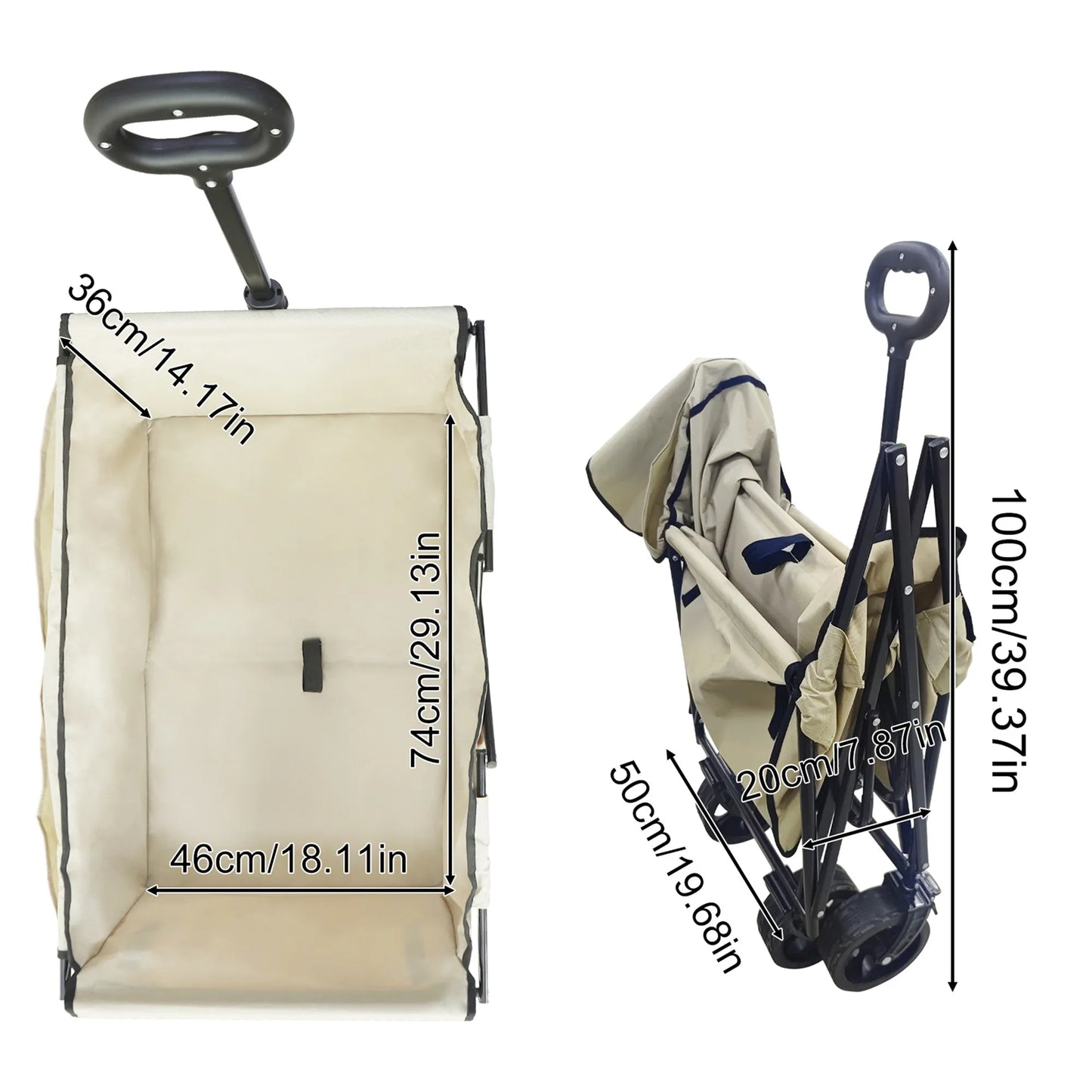 Wisfor 440 Lbs Foldable Wagon Cart , Heavy Duty Metal Garden Cart with Adjustable Handle for Camping Shopping Beach