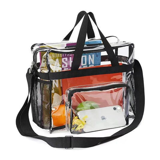 Portable PVC Clear Large Capacity Handbag Women's Fashion Waterproof Casual Simple Crossbody Shoulder Bags Purse Stadium Approve