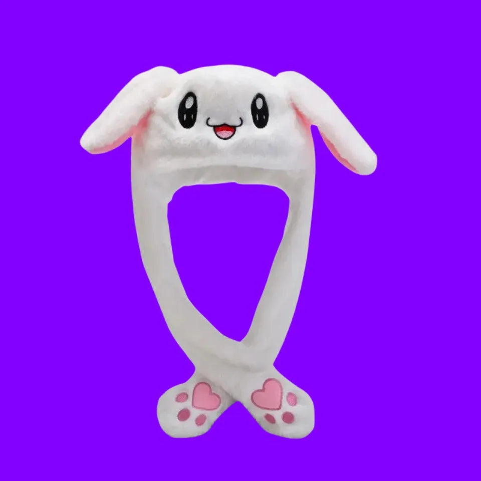 Kuromi Hello Kitty Moving Ears Cap for Girls Glowing Rabbit Hat Funny Stitch LED Plush Bunny Hats Halloween Party Accessories