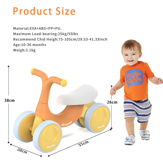 UBRAVOO Baby Sliding Walker Children‘s Balance Bike Without Pedals, Steering Limit Prevent Rollover,10-36 months,UBR-001