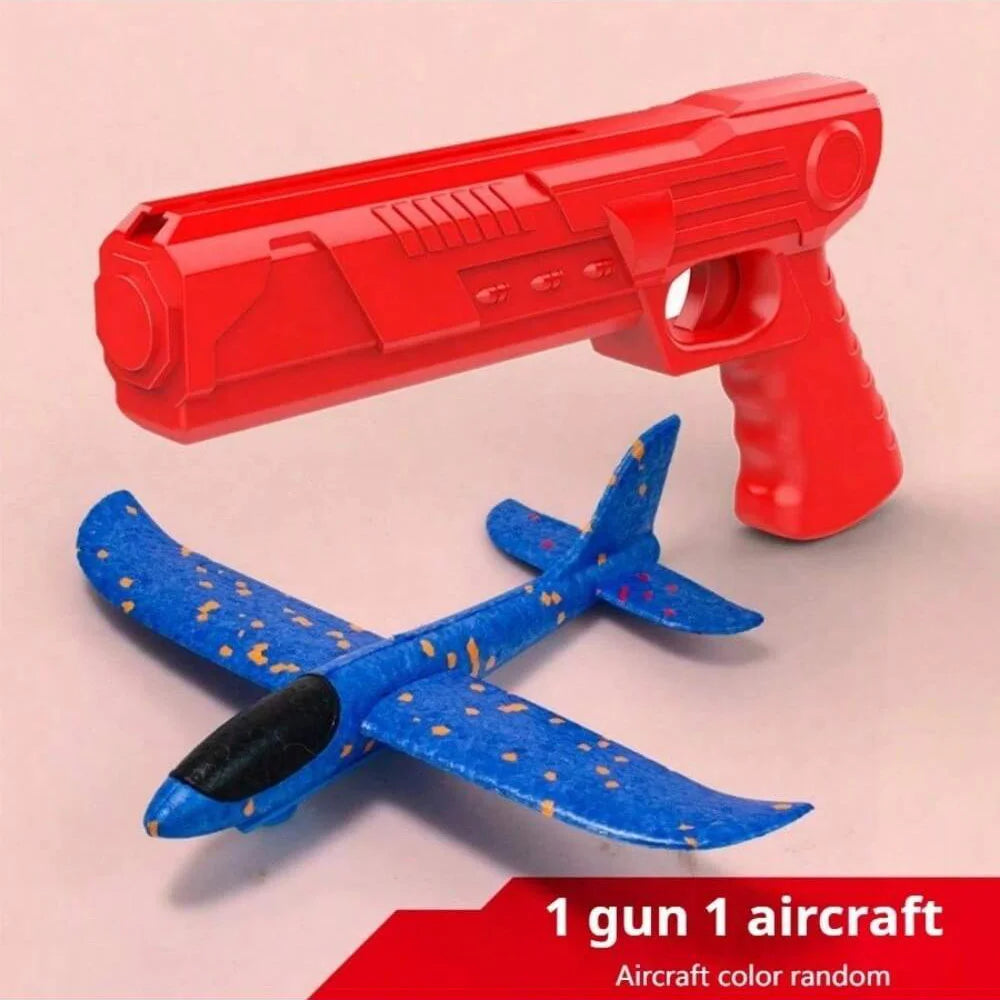 Kids Foam Catapult Plane Launcher - Outdoor Flying Glider Toy Set