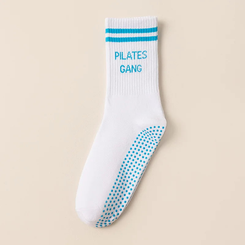 Yoga Socks Women Cotton Stripe Pile Silicone Non-slip Grip Pilates Crew Socks
