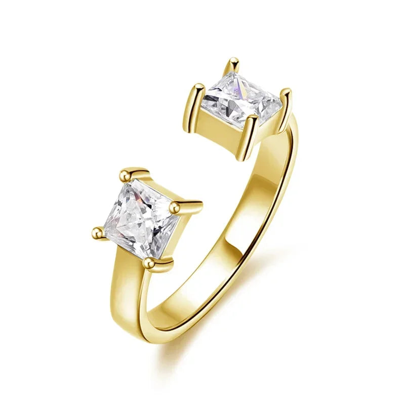 Smyoue 1CTTW 4.5mm Princess Cut Certified Moissanite Rings for Women Adjustable 100% 925 Sterling Silver Wedding Party Band Gift