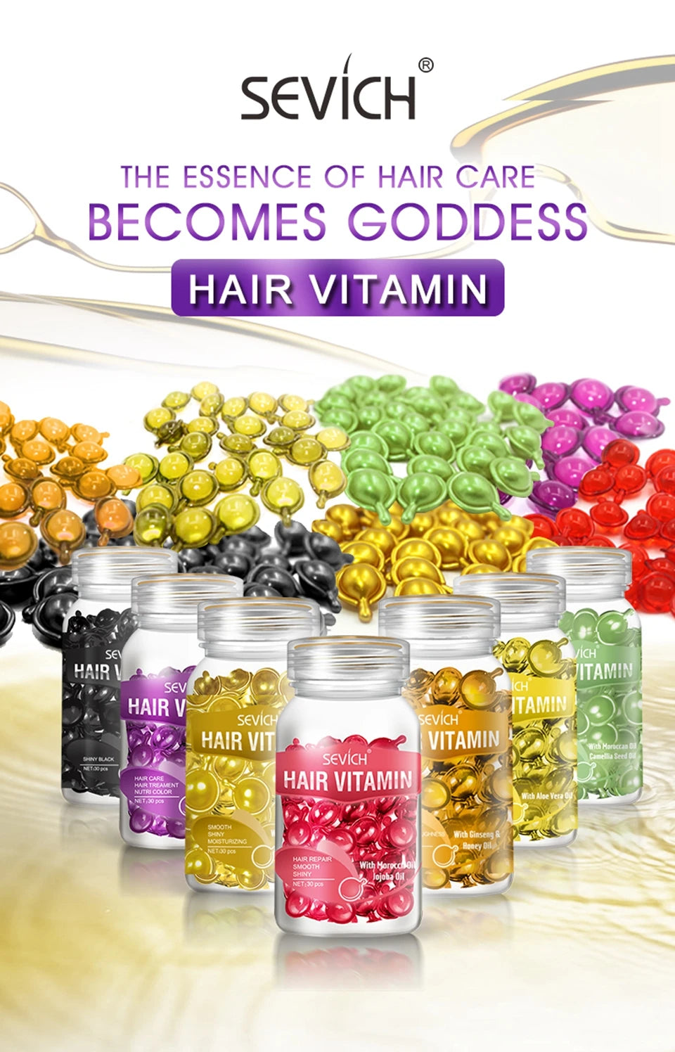 Sevich 2PCS/Set Ginger Hair Growth Capsules Set Hair Vitamin Oil For Hair Loss Repair Treatment Damaged Hair Black Hair Serum
