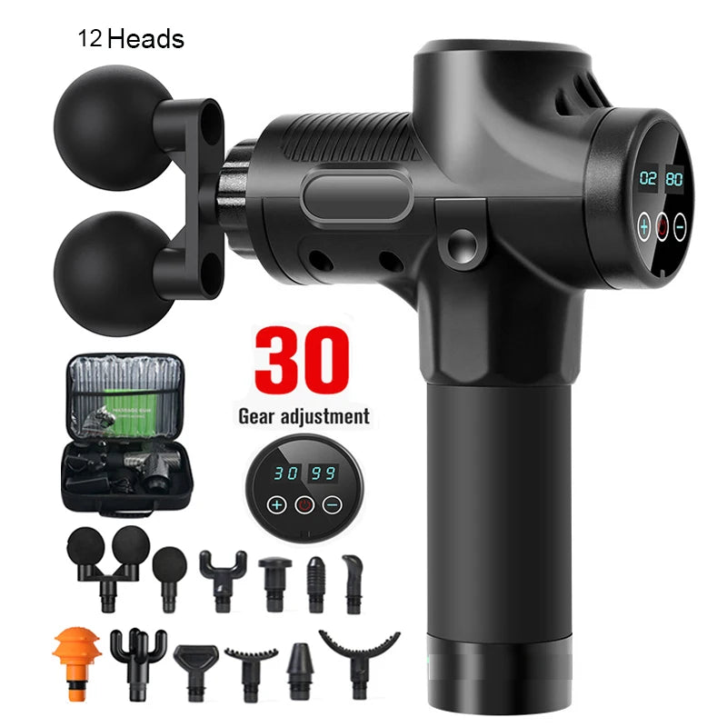 Professional Massage Gun With Hot And Cold Compress Head Electric Percussion Fascia Gun Muscle Relax Slimming Shaping Fitness
