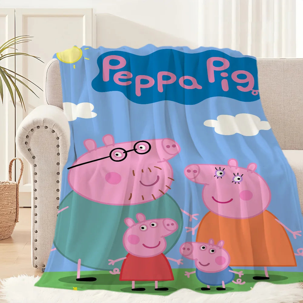 Cartoon Cute P-Pep-pa P-Pig Blanket Blanket for Couch Sofa Travel Home Hiking Picni Bed Beding Flannel Blanket birthday gift