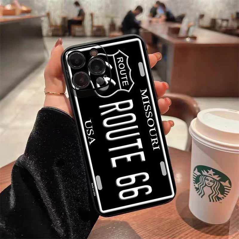 Retro Vintage License Plate Phone Case For iPhone 17 16 15 14 13 12 11 Pro Max Mini SE 7 8 Plus 16E Shockproof Non-Slip Cover