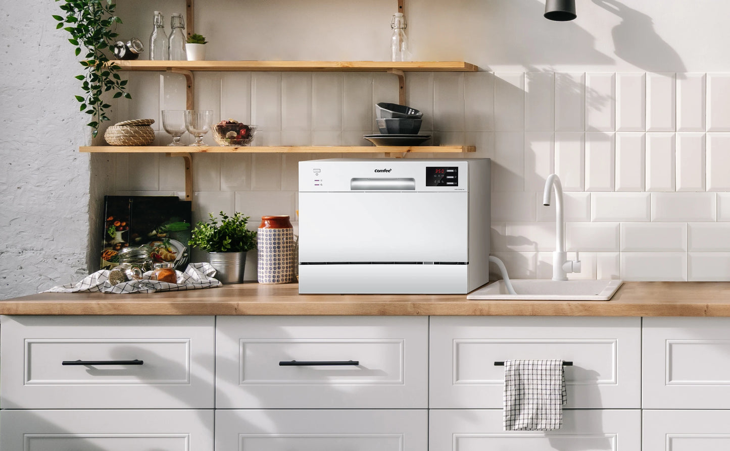 COMFEE 6.5L Freestanding Compact Dishwasher with LED Display, Decibels 47 Low Noise