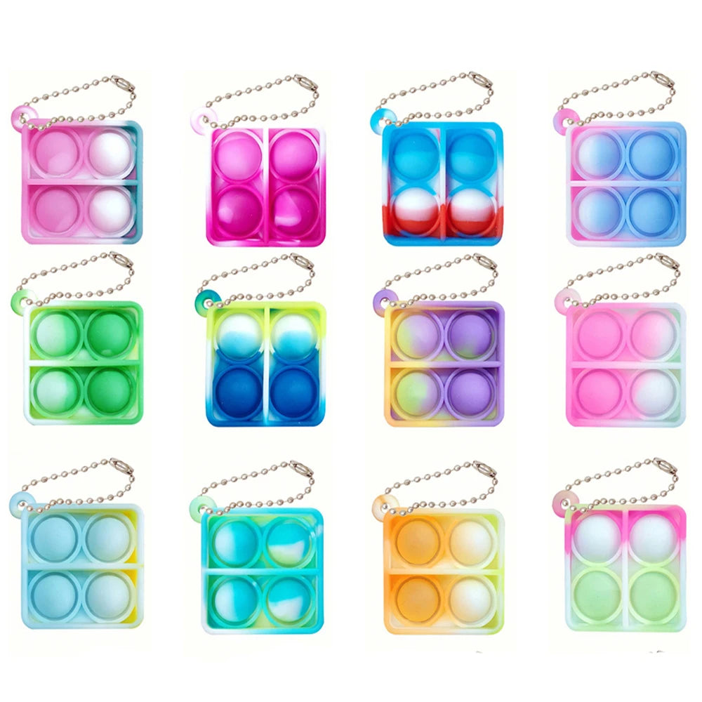 10-50pcs Mini Pop Keychain Toddler Sensory Fidget Toys Bulk Classroom Prizes Kids Birthday Party Favors Wedding Gift for Guests