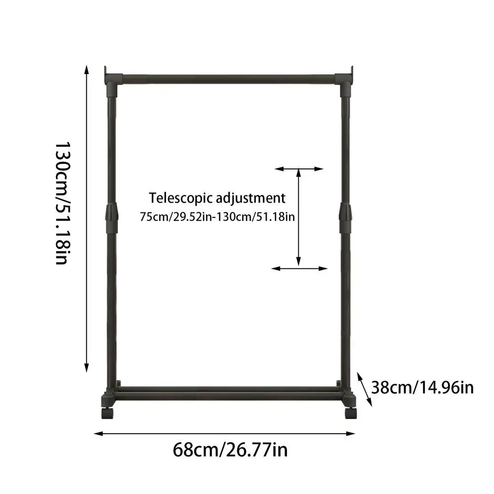 New Telescopic Clothes Rack Heavy-Duty Double Pole Lifting Clothes Hanger Telescopic Mobile Hanging Clothes Rack For home