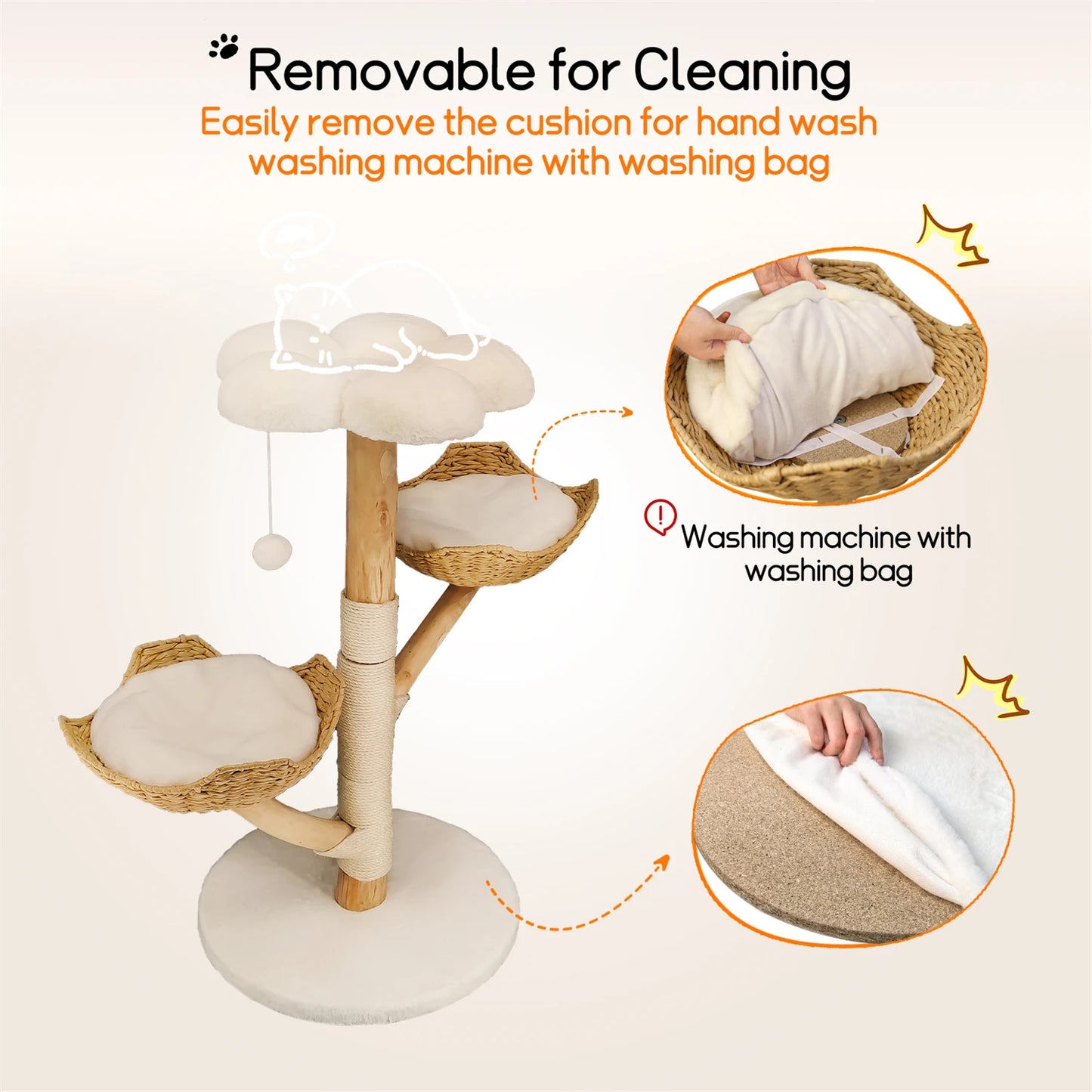 Modern Cat Tree Activity Tower with Plush Cushion and Toy Ball Sisal Scratching Post Kitten Play House for Indoor