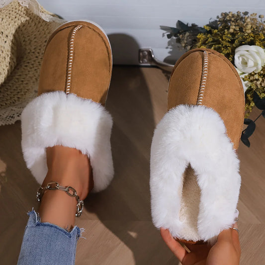 Furry Home Slippers Women 2024 Winter Designer Shoes Ladies Flats Casual Warm Plush House Fur Slides Couple Footwear Large Size