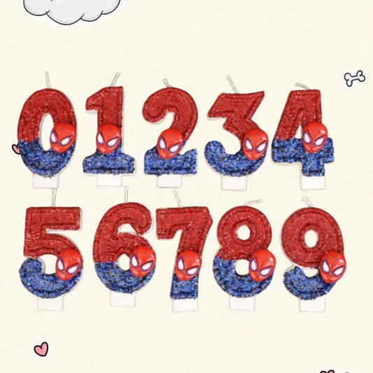 Superhero SpiderMan Fun Figure Candle Cute Cartoon Pattern 0-9 Party Birthday Candle Cake Decoration Children Party Gift